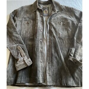 VTG Prestige Leather Mens Brown Suede Shirt Jacket Button Up Overshirt RN 94745